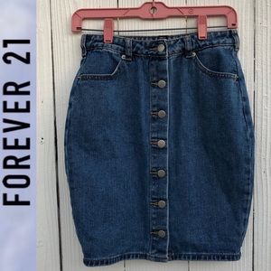 Forever 21 4 Pocket Button Up Denim Skirt